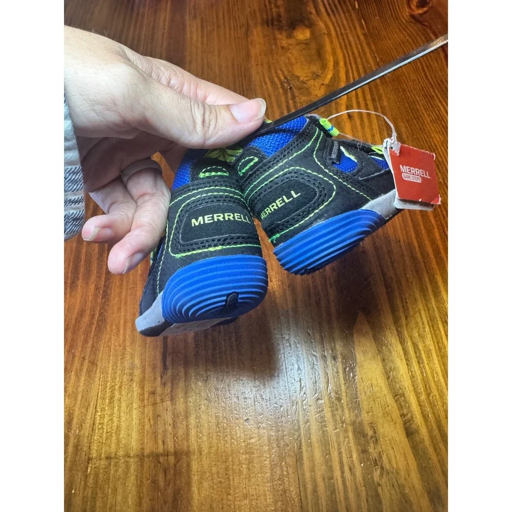 Merrell Bare Steps Ridge Toddler Waterproof Sneakers Blue Black Lime 5M ML265238